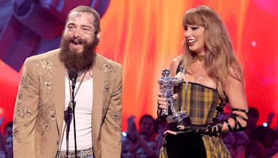 Taylor Swift Says It's Taken 'Forever' to Get Post Malone to Stop Calling Her 'Ma'am' as They Accept 2024 VMA