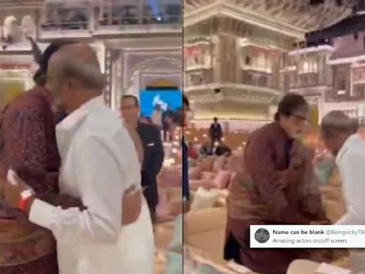 Rajinikanth Tried Touching ‘Mentor’ Amitabh Bachchan’s Feet At Ambani-Radhika Wedding; Big B’s Reaction Goes Viral