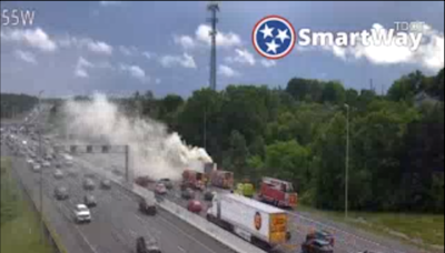 Vehicle fire on I-24E leads to closures, delays in Davidson County