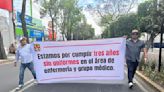 Trabajadores de salud protestan en zona de hospitales de Tlalpan