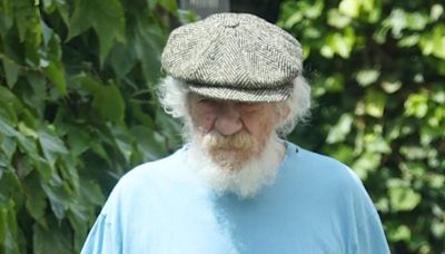 Sir Ian McKellen takes a walk wearing wrist brace in first outing after fall