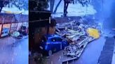 On Camera: Man Narrowly Escapes Death As Boundary Wall Collapses After Heavy Rains In Prayagraj