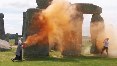 Just Stop Oil activists bailed after Stonehenge sprayed with orange paint