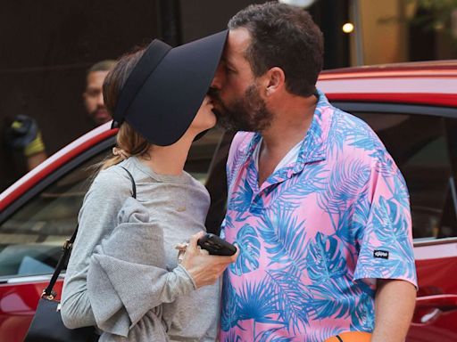 Adam Sandler Shares Kiss with Wife Jackie Before Heading to Play in Pickup Basketball Game in N.Y.C.