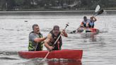 Cardboard boat racing one of many events of Family Day at Broadway Lake, see the photos