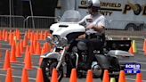 Police motorcycle skills training seminar being held