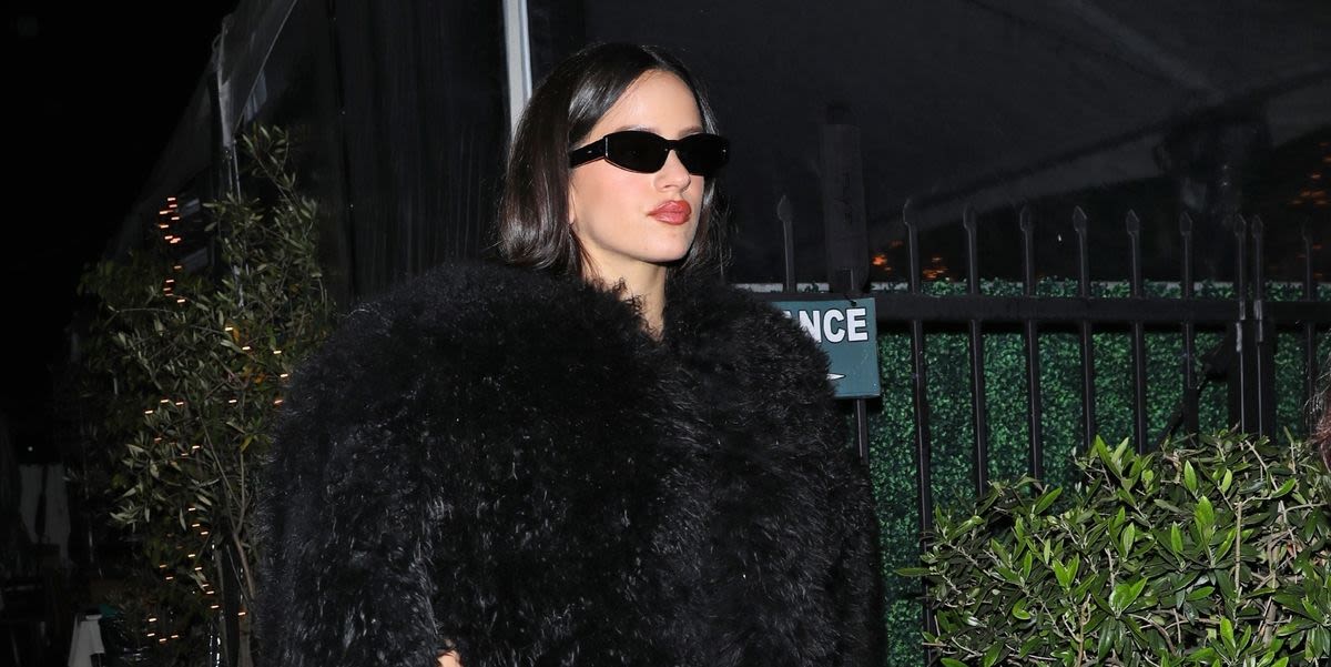 Rosalía Looks Like a Luxurious Fur Ball in a Black Celine Coat