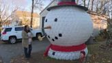 Must-see holiday display: Mass. mom builds giant snowman with hundreds of empty milk, water jugs