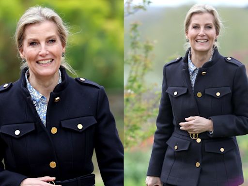 Sophie, Duchess of Edinburgh Pairs Military-inspired Jacket With Midi Skirt for Farm Visit