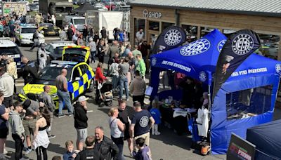 Stars of TV shows and emergency services vehicle display in North Yorkshire village