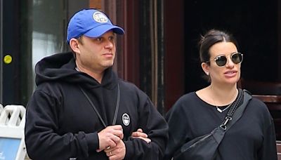 Pregnant Lea Michele & Husband Zandy Reich Match in Black Sweats During Day Out in NYC