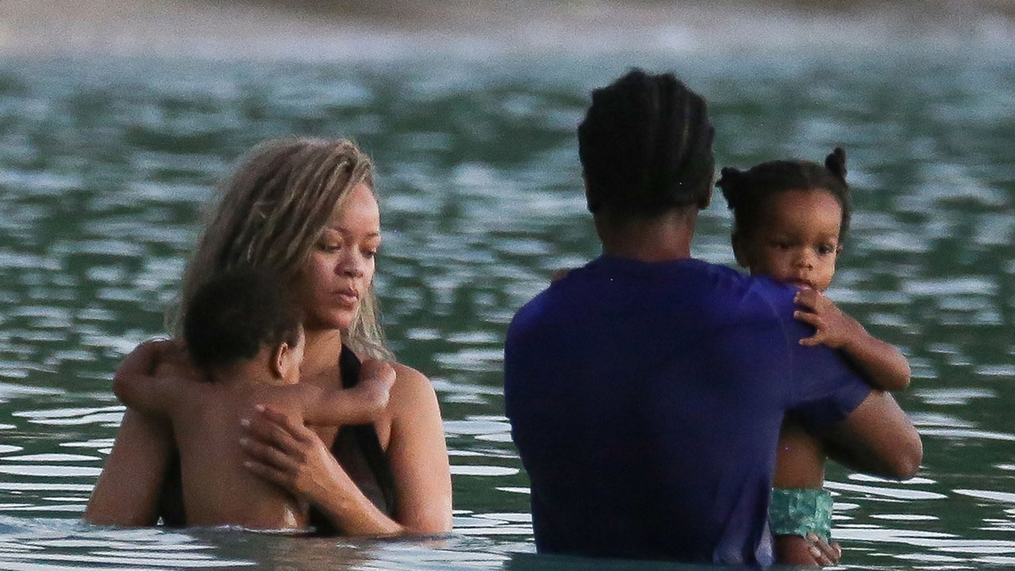 Rihanna Hits Barbados Beach with A$AP Rocky and Sons