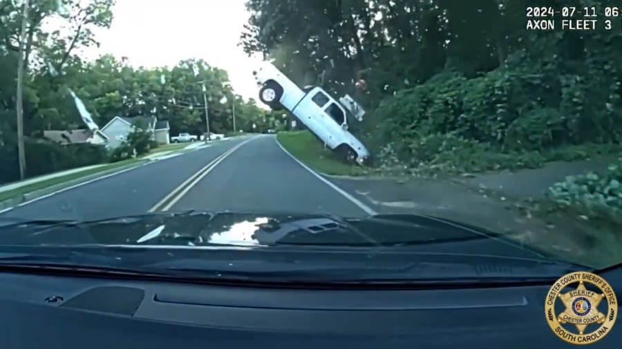 VIDEO: Chester County police chase ends in truck going airborne, fentanyl arrest