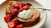 Sweet-spiced eggy bread with fennel-seed strawberries recipe