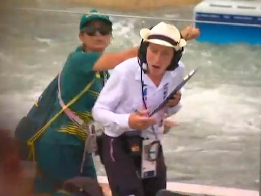 Jess Fox's mum is caught on camera in bizarre Olympics accident