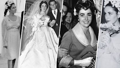 Elizabeth Taylor's unique wedding dresses for eight marriages: From tie-dye to green silk