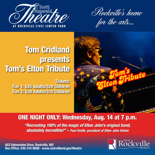 "Tom's Elton Tribute" at F. Scott Fitzgerald Theatre Baltimore 2024