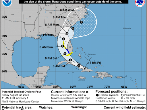 Wave expected to grow into Tropical Storm Debby today, dump several inches of rain