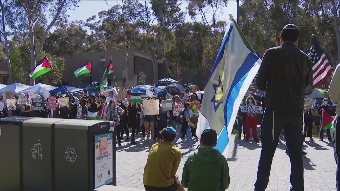 Dueling protests on UC San Diego campus Sunday