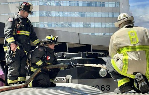 Boston firefighters extinguish fire on Commuter Rail train engine