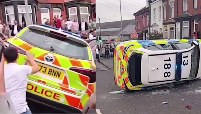 Leeds Riots: Police Car Overturned In Harehills, Fires Break Out | WATCH