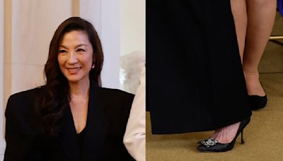 Michelle Yeoh Ups the Glitz in Roger Vivier Crystal Embellished Pumps at White House Presidential Medal of Freedom Ceremony