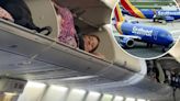 Plane passenger climbs into overhead bin and takes a nap — and she’s not the first
