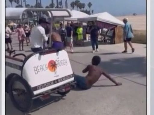 Man breaks up brawl on Venice Boardwalk by driving bike cab into fight