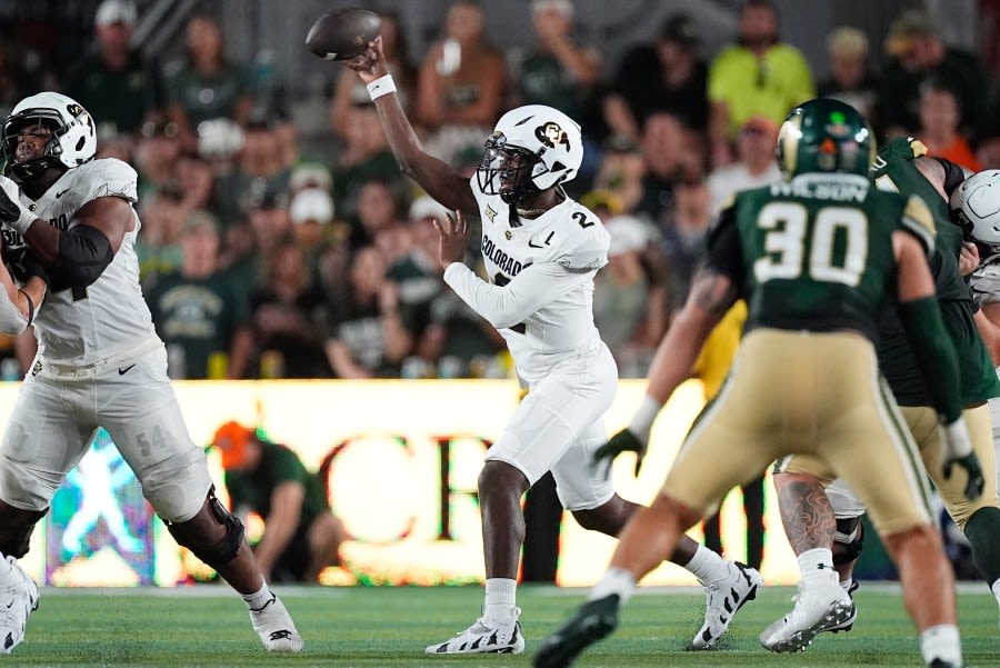 Colorado quarterback Shedeur Sanders gives props to his much-maligned offensive line after big game