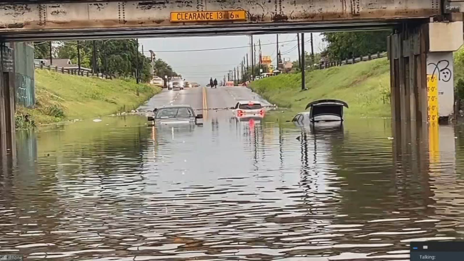 Video shows cars stranded 5 feet deep in northeast Houston floodwater on Tuesday