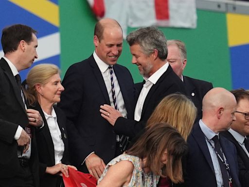 Prince of Wales shakes King of Denmark’s hand after Euros draw