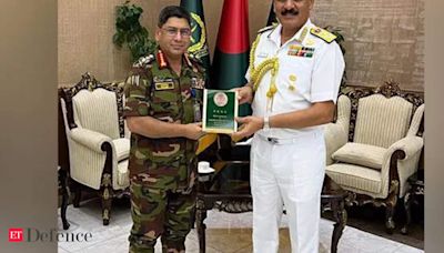 Indian Navy Chief Admiral Dinesh K Tripathi meets Bangladesh Army Chief in Dhaka