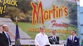 Gov. Josh Shapiro breaks bread with Martin’s Potato Rolls, one of Doug Mastriano’s top supporters