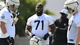 Raiders training camp: Short-handed offensive line hangs in there as pads come on