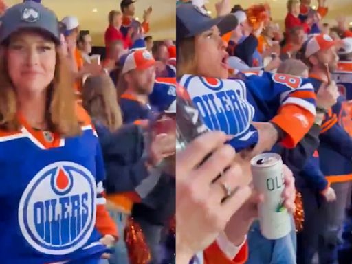 ...Female Hockey Fan Who Flashed The Crowd During Edmonton Oilers’ Win Over The Dallas Stars