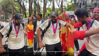 Rohit Sharma, Surya Kumar Yadav Dance On Road Outside Delhi Airport | Watch Viral Video