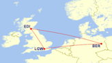 EasyJet tells passenger booked on Gatwick-Edinburgh flight to travel via Berlin after storms cancel services