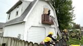 Lightning possibly behind morning shed fire