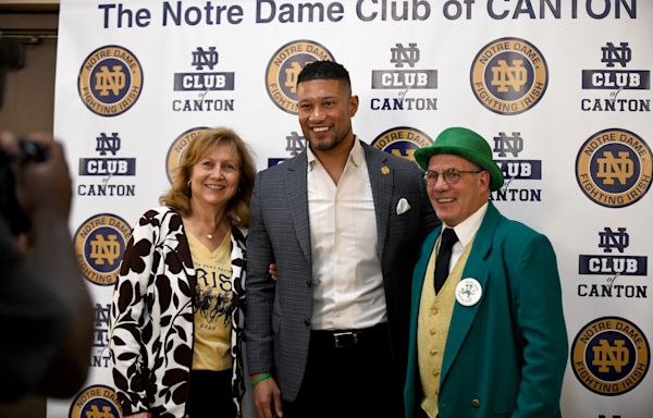 Find out what Notre Dame football coach Marcus Freeman told Massillon crowd Tuesday