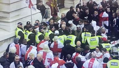 St George’s Day protesters break through cordon and clash with police