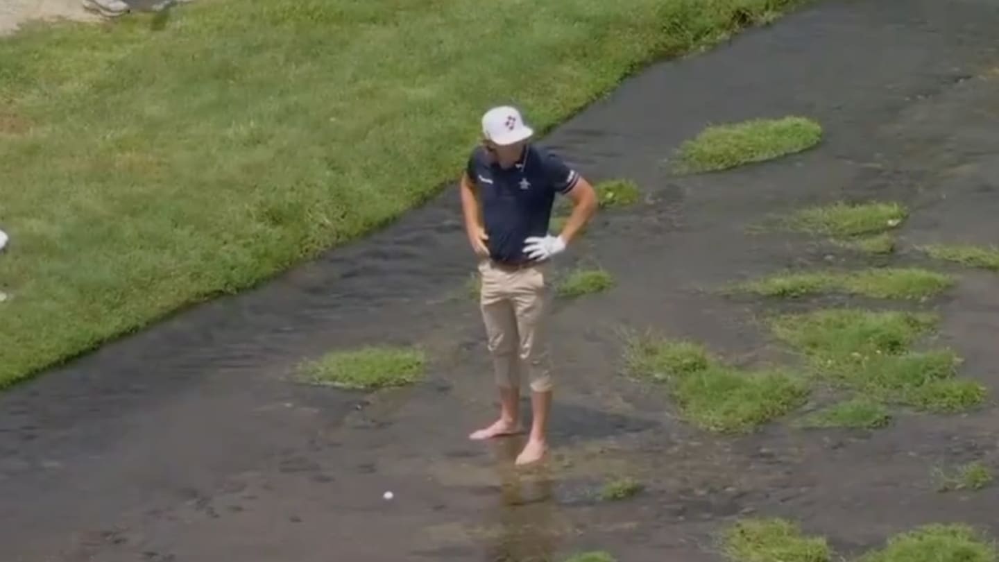 Cameron Smith Takes Socks, Shoes Off to Hit Ball in Creek During PGA Championship