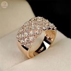 Italina 鑽石首飾結婚戒指女士鍍玫瑰金奧地利水晶戒指-衣美良品