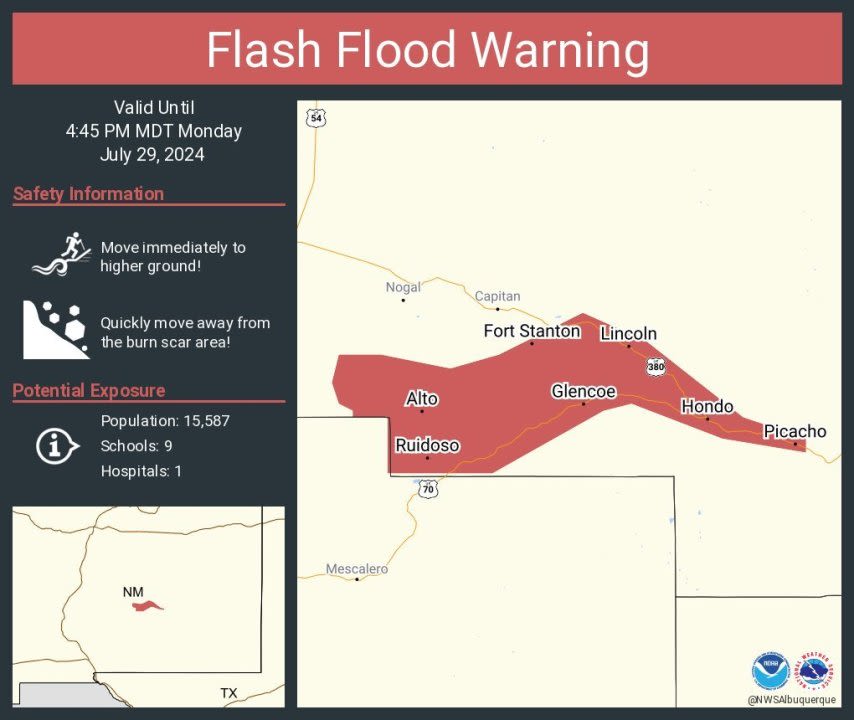 NWS: Flash flood emergency issued for Ruidoso area; some evacuations in place