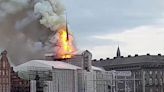 Fire breaks out at Copenhagen's historic stock exchange, spire collapses