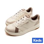 Keds 復古時尚皮革運動鞋-白褐色 9243W123379