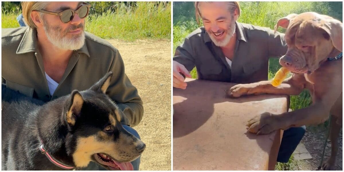 Chris Pine Goes On A Double Dodo Dream Date With His Two Incredible Foster Dogs