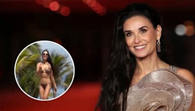 Demi Moore se divierte en las playas de México y luce espectacular figura