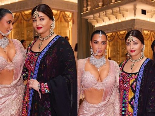 Kim Kardashian Can't Take Her Eyes Off Aishwarya Rai, Aaradhya Bachchan Poses With Them In Viral Photos - News18