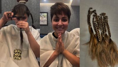 Hina Khan chops off her hair, uses it to make a wig as she documents her breast cancer journey - watch video