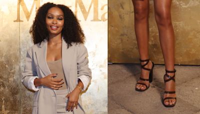 Yara Shahidi Goes Business-Chic in Strappy Sandals at Max Mara’s Resort 2025 Show in Venice